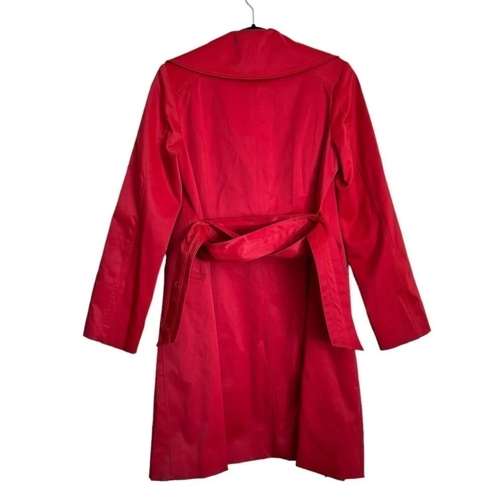 Kenneth Cole New York Women’s Red Mid Length Jacket Trench Coat Wide Collar sz S